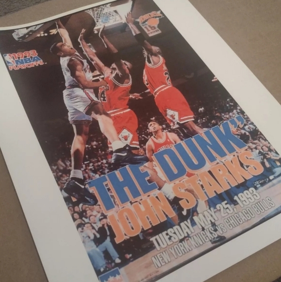 JOHN STARKS KNICKS DUNKS💥 ON JORDAN & THE BULLS 8.5x11 ULTRA GLOSSY NBA POSTER! - Picture 5 of 7